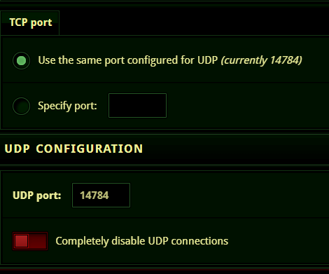 Network config for port forwarding