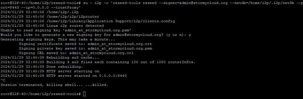 Generating reseed certificates